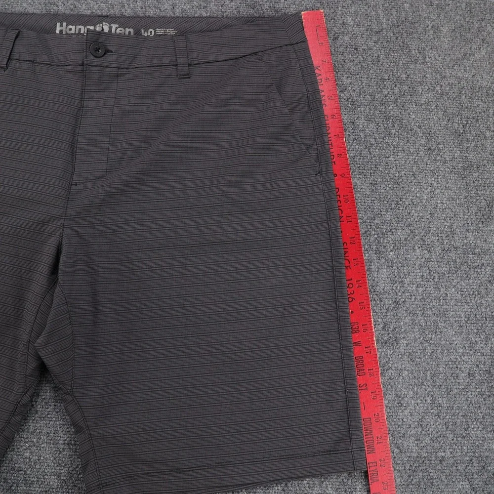 Hang Ten Mens Hybrid Shorts Gray Striped Stretch Board Shorts Size 40